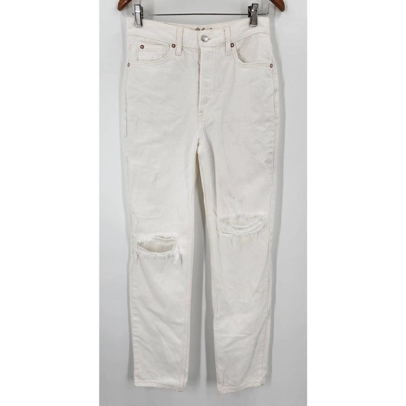 Free People The Lasso Jeans Button Fly White Denim Size 26 - Picture 5 of 12